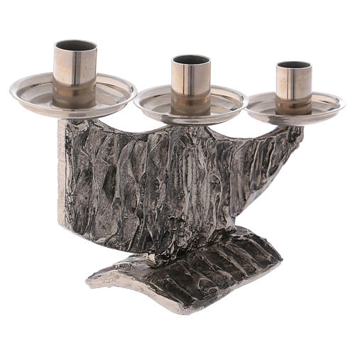 STOCK 3 branch candle holder in fused brass 2