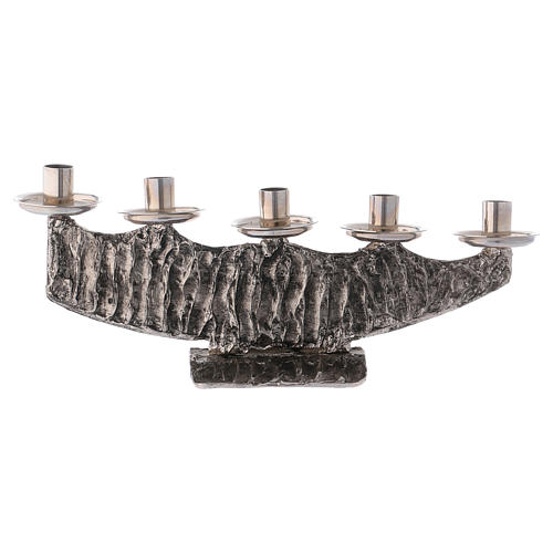 STOCK 5 branch candle holder in fused brass 1