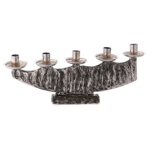 STOCK 5 branch candle holder in fused brass 3