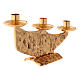 STOCK 3 branch candle holder in fused brass, golden s2