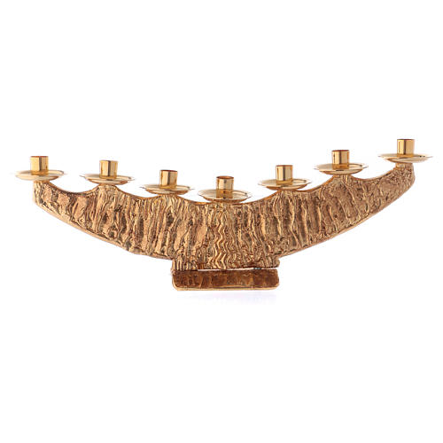 STOCK 7 branch candle holder in fused brass, golden 1