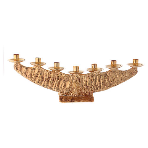 STOCK 7 branch candle holder in fused brass, golden 3