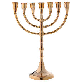 Menorah chandelier 7 flames in glossy golden brass