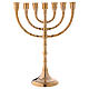 Menorah chandelier 7 flames in glossy golden brass s1