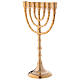 Menorah chandelier 7 flames in glossy golden brass s3