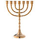 Menorah chandelier 7 flames in glossy golden brass s4