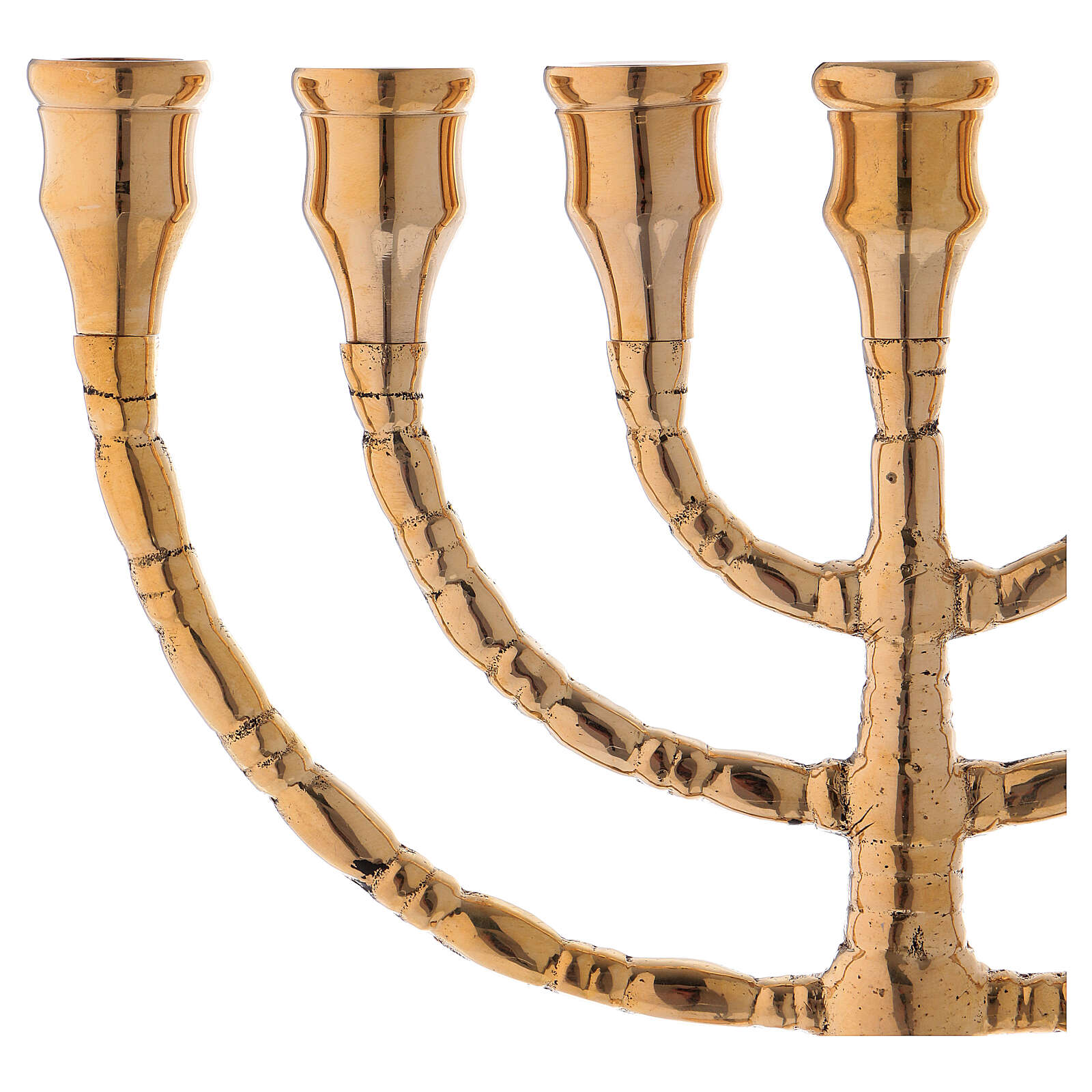 Candelabra Menorah 7 flame in polished golden brass online sales on