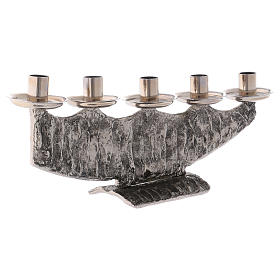 STOCK 7 branch candle holder in fused brass