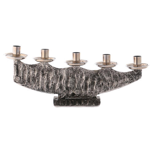 STOCK Cast silver-plated brass candelabra 5 lights 1