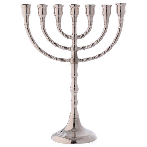 Menorah candle holder with 7 flames in silver-plated brass 25 cm 1