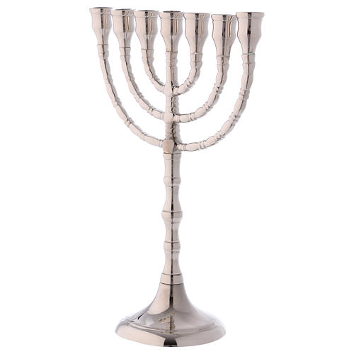 Menorah candle holder with 7 flames in silver-plated brass 25 cm 3