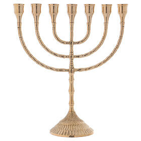 Candelabra menorah in golden brass, h. 30 cm