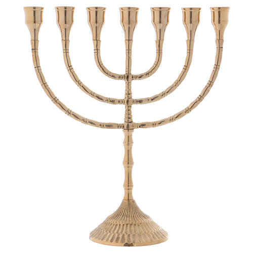Candelabra menorah in golden brass, h. 30 cm 1
