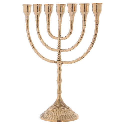 Candelabra menorah in golden brass, h. 30 cm 3