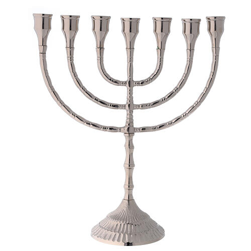 Menorah candle holder 7 flames silver plated brass 30 cm 1