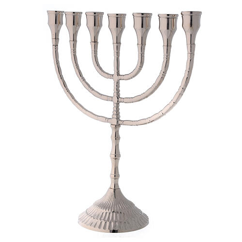 Menorah candle holder 7 flames silver plated brass 30 cm 3