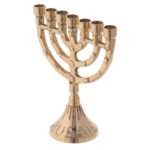 Menorah, seven-branch candelabrum, gold plated brass, h 11 cm 2