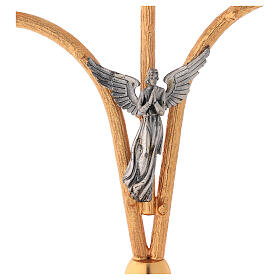 Altar brass candelabrum, 5 arms, angel and Evangelists, h 30 cm