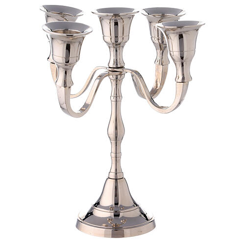 Five light candelabra of nickel-plated brass h 7 in 1