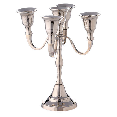 Five light candelabra of nickel-plated brass h 7 in 2