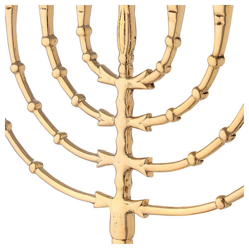 Hanukkah 9 armiger Armleuchter aus vergoldetem Messing, 32 cm hoch 5