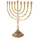 Hanukkah 9 armiger Armleuchter aus vergoldetem Messing, 32 cm hoch s3