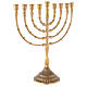 Hanukkah 9 armiger Armleuchter aus vergoldetem Messing, 32 cm hoch s6