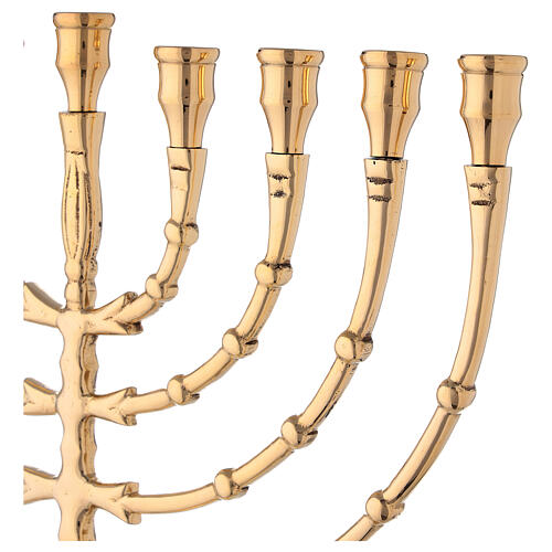 Chanukkah with 9 arms in golden brass h 32 cm 2