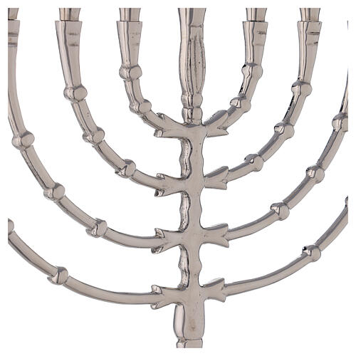 Hanukkah 9 armiger Armleuchter aus vernickeltem Messing, 32 cm hoch 5
