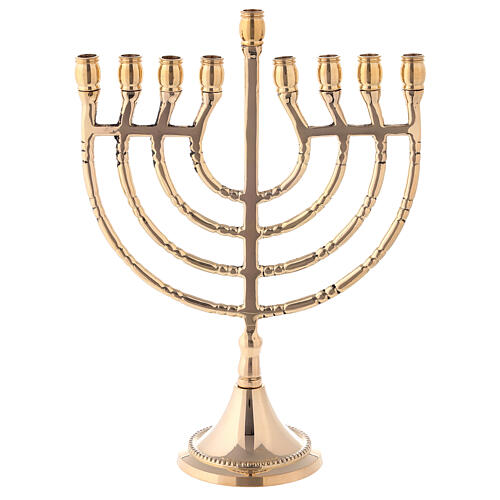Hanukkiah, nine-branched candelabrum, golden brass, h 21.5 cm 1