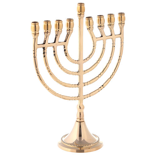 Hanukkiah, nine-branched candelabrum, golden brass, h 21.5 cm 3