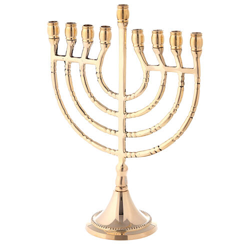 Chanukkah candelabro latón dorado 9 brazos h 21,5 cm 2
