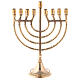 Chanukkah candelabro latón dorado 9 brazos h 21,5 cm s1
