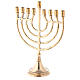 Chanukkah candelabro latón dorado 9 brazos h 21,5 cm s2