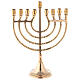 Chanukkah candelabro latón dorado 9 brazos h 21,5 cm s4