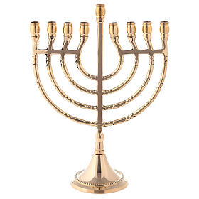 Brass Hanukkah menorah golden 9 branched h 21.5 cm