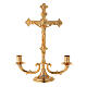 Two-armed candlestick in golden brass Double cross 26x32x9.5 cm s1