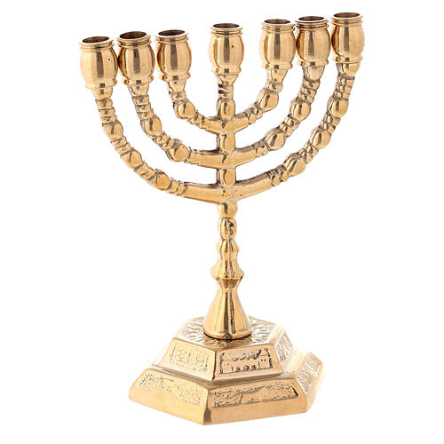 Menorah candelabrum, golden brass, 7 flames, h 13 cm 3