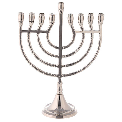 Hanukkiah, nine-branched candelabrum, silver-plated brass, h 21.5 cm 1