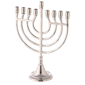 Brass menorah Hanukkah 9 branched h 21.5 cm silver-plated brass