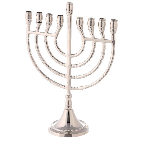 Brass menorah Hanukkah 9 branched h 21.5 cm silver-plated brass 2