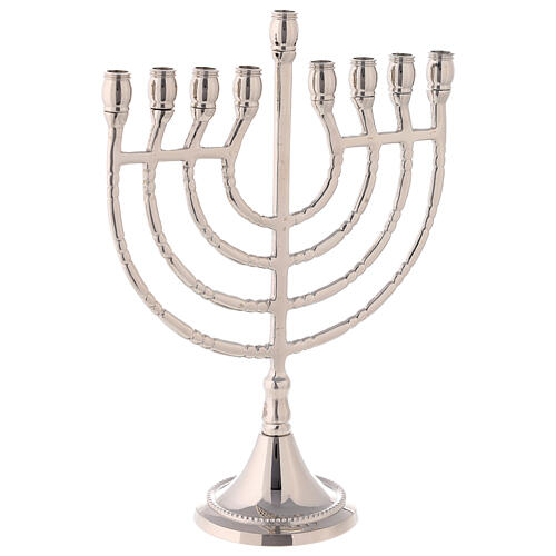 Brass menorah Hanukkah 9 branched h 21.5 cm silver-plated brass 3