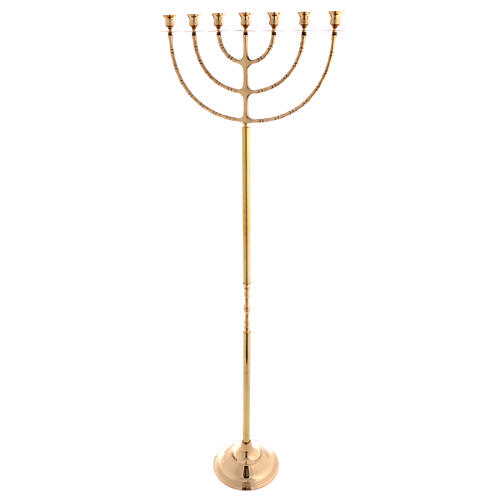 Seven flame candelabrum of polished brass, 60 in 1