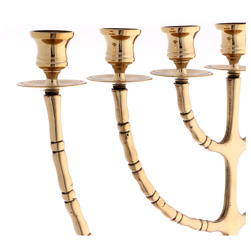 Seven flame candelabrum of polished brass, 60 in 6