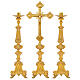 Baroque style candlestick and cross set satin brass finish, 70 cm s1
