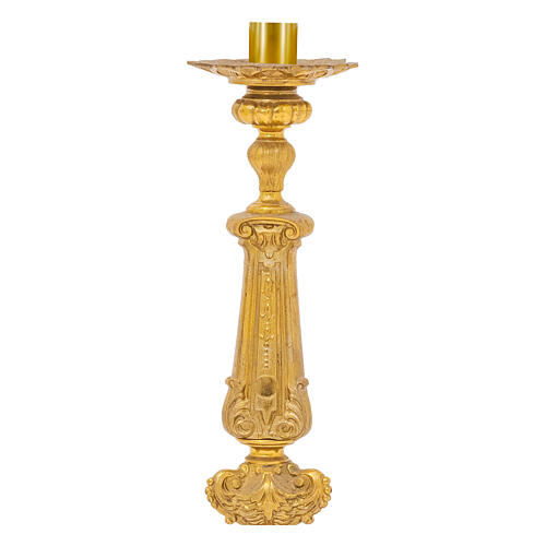 Baroque candlestick with satin brass finish, 31.5 in 2