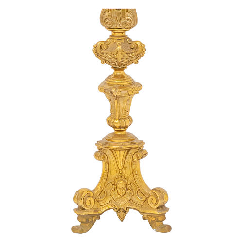 Ensemble de chandeliers et croix de style baroque finition laiton satiné 95 cm 5