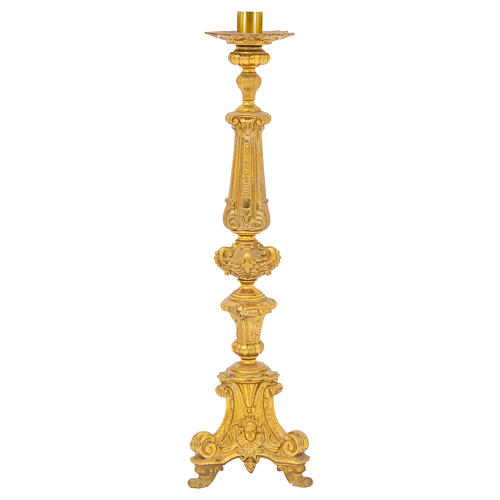 Set candelieri e croce stile barocco finitura ottone satinato 95 cm 4