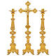 Set candelieri e croce stile barocco finitura ottone satinato 95 cm s1