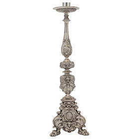 Candeliere stile barocco fusione in bronzo finitura argentata 60 cm
